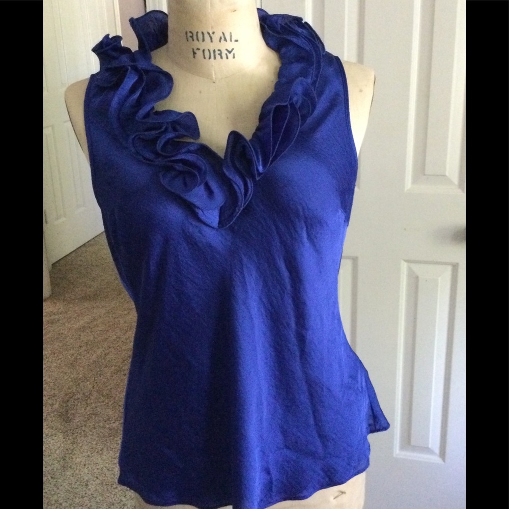 Pretty, ruffly, sleeveless blouse